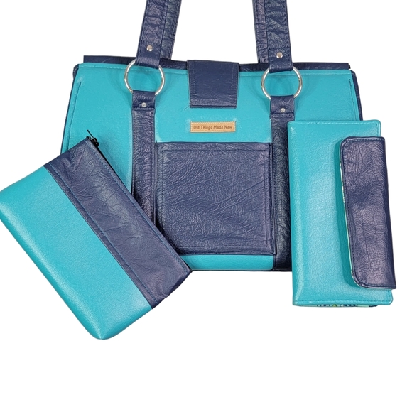 Handmade Repurposed Material Fashion Bag Purse Matching Wallet & Coin Purse - Picture 2 of 16